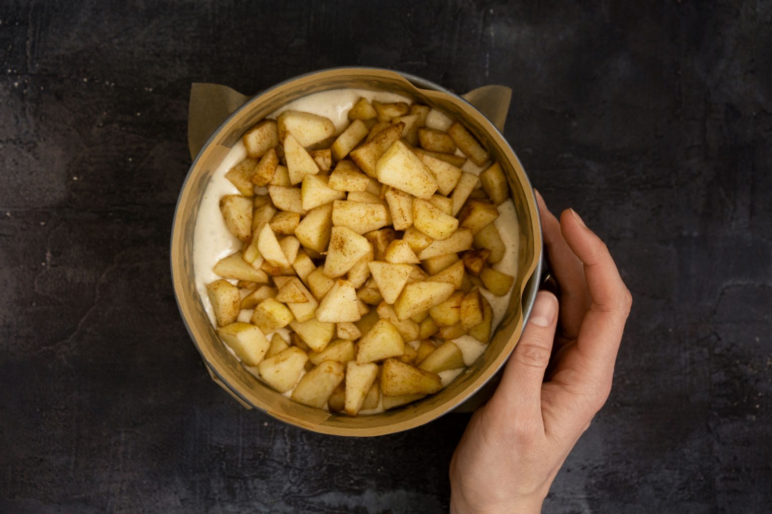 Pour batter into the pan