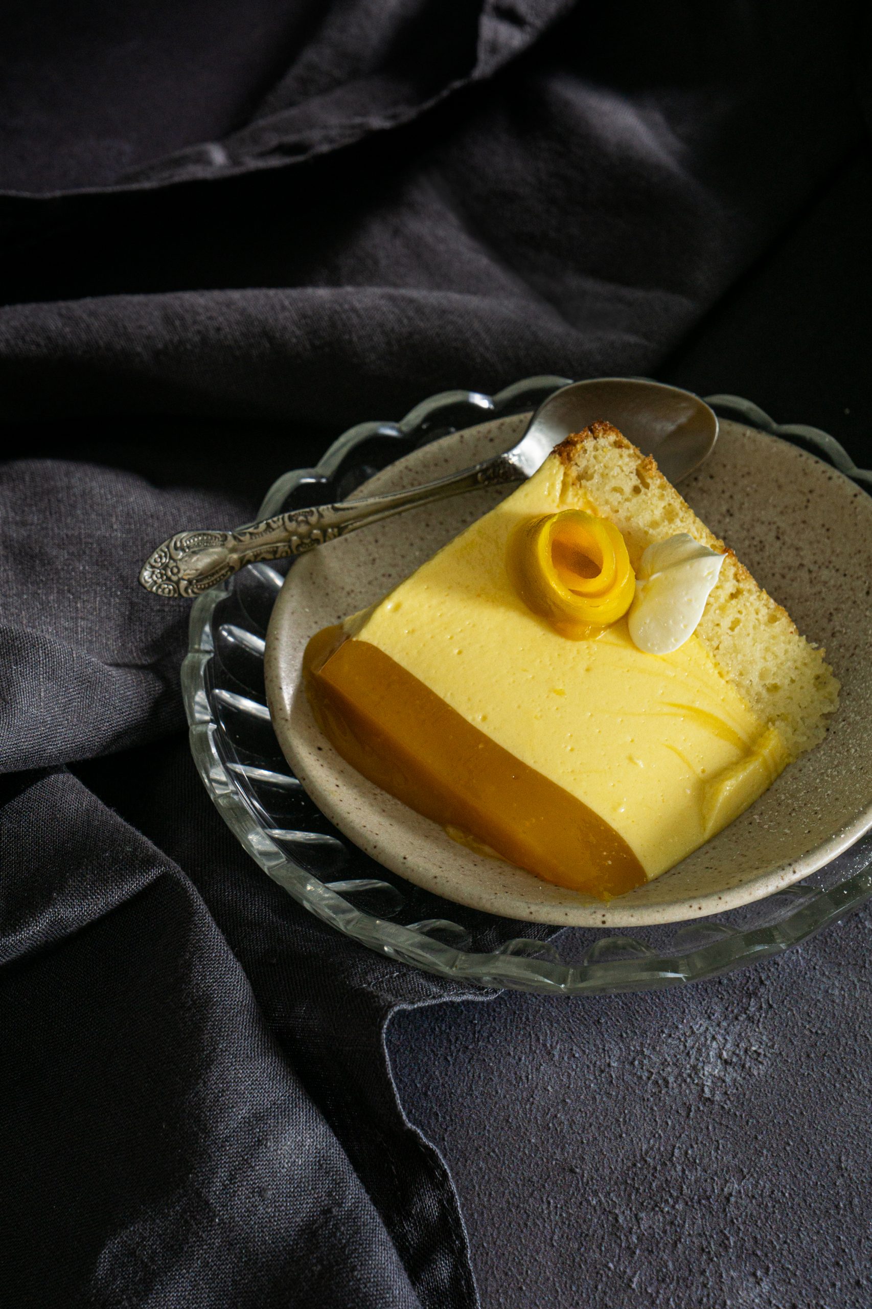 A piece of mango mousse cake