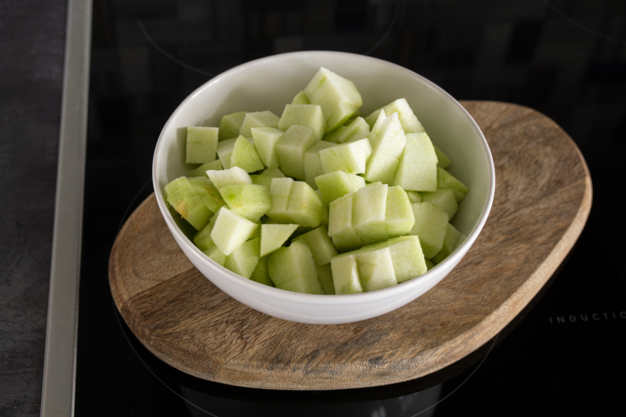 Apples diced into cubes