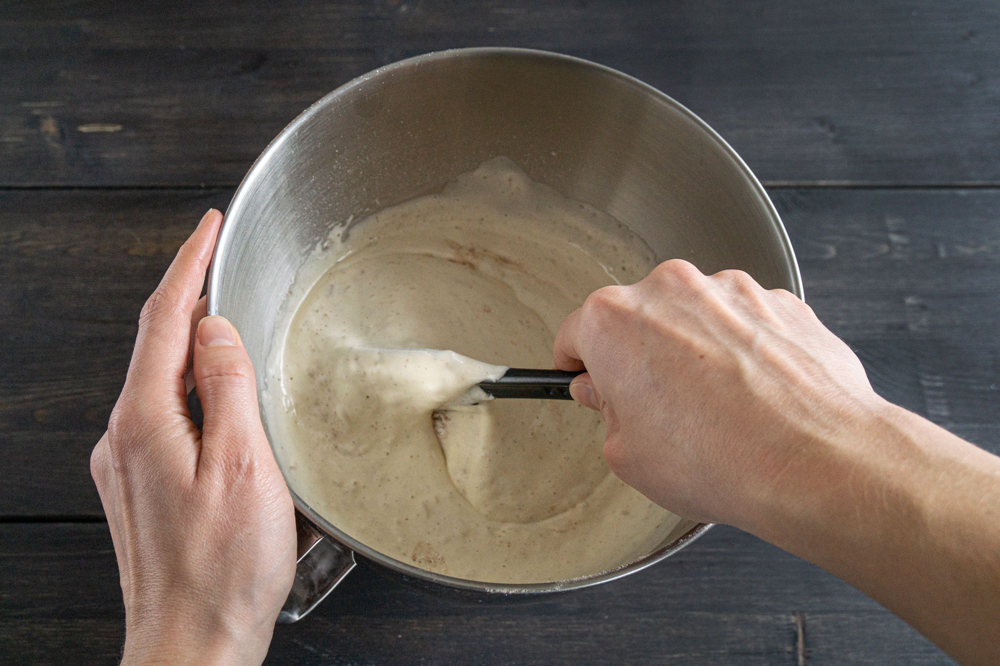 Folding in flour by hand