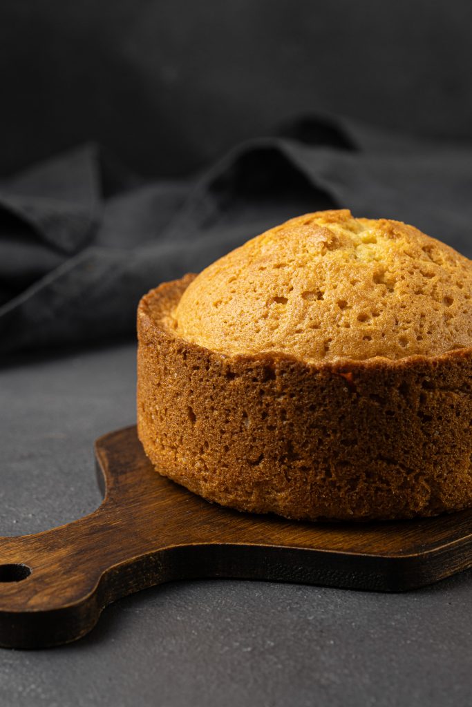 Cake baked in a pan, that was greased with cake release spray