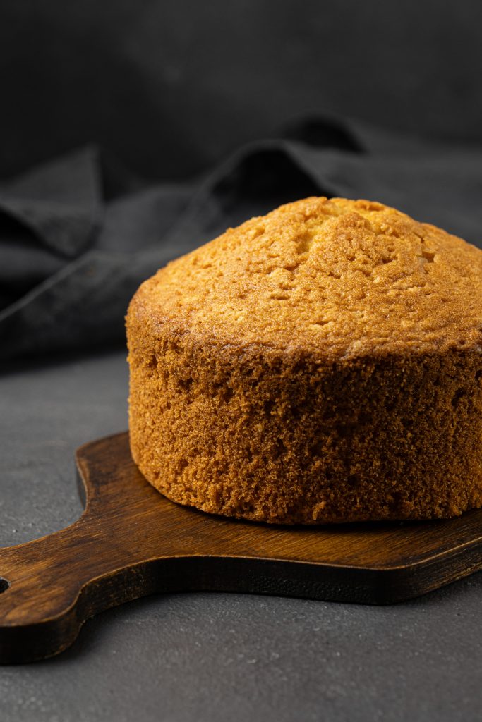 Cake baked in a pan, that had ungreased sides