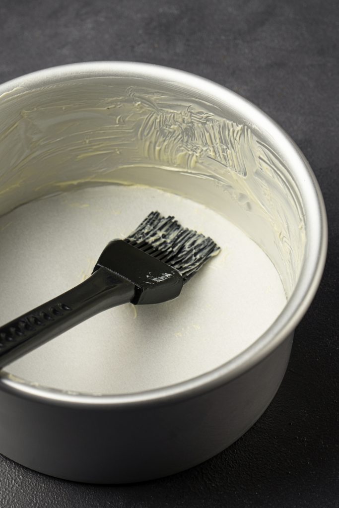 Cake pan greased with butter