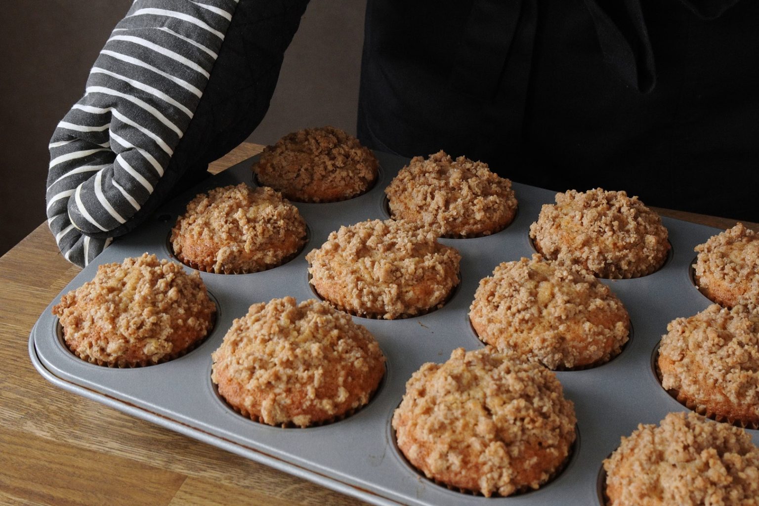 Freshly baked brown butter apple muffins