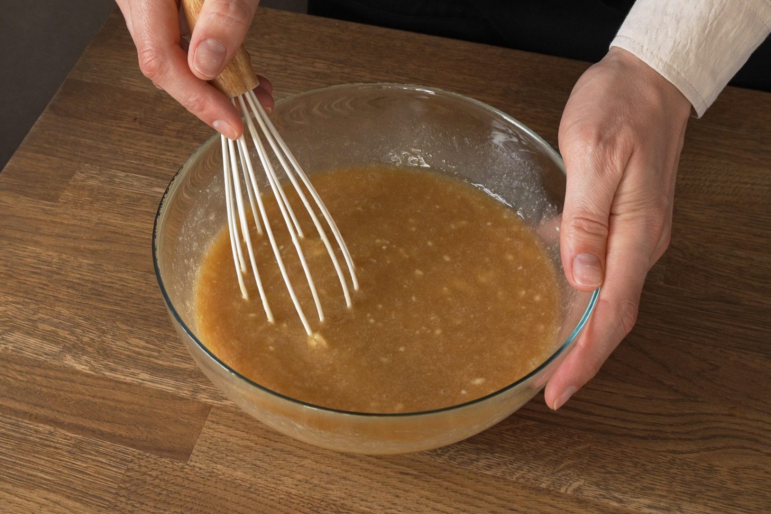 Oil mixed into banana bread batter