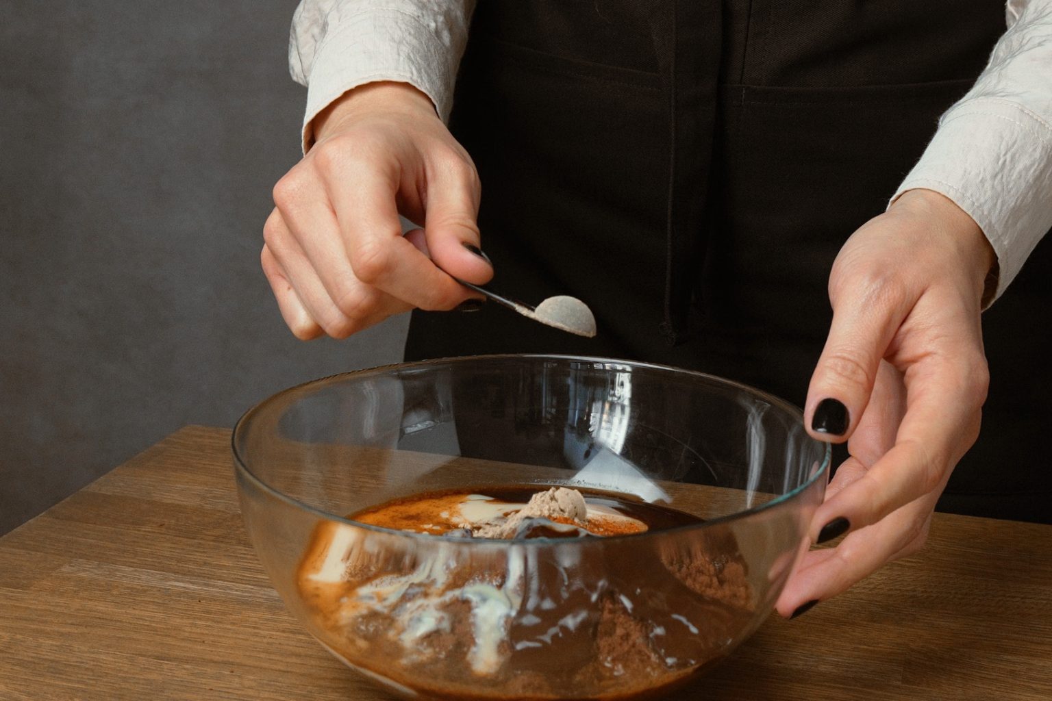 Crushed chocolate cookies combined with spices, butter, melted chocolate and condensed milk
