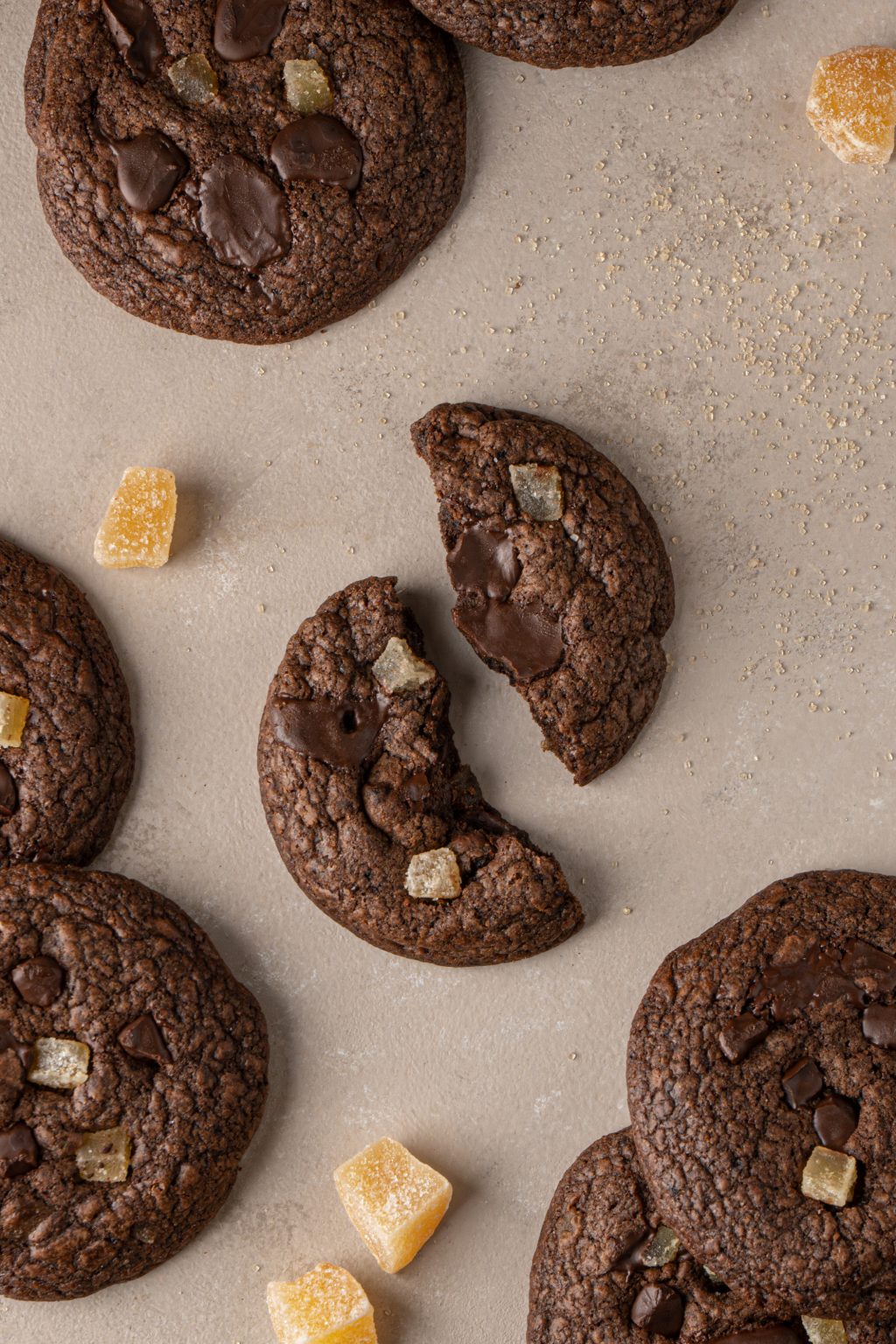 Top view of chocolate ginger cookies