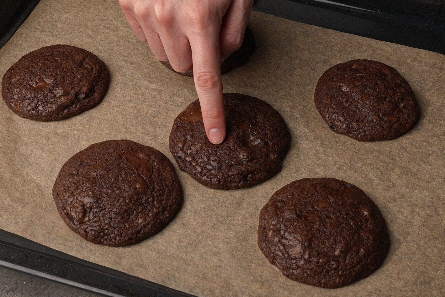 Freshly baked chocolate ginger cookies