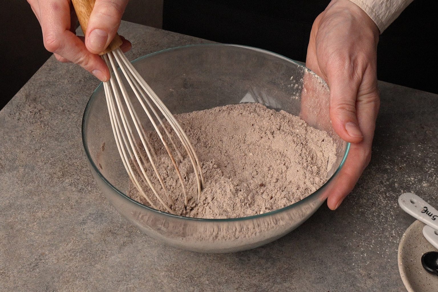 Flour mixed with baking soda, spices and cocoa powder
