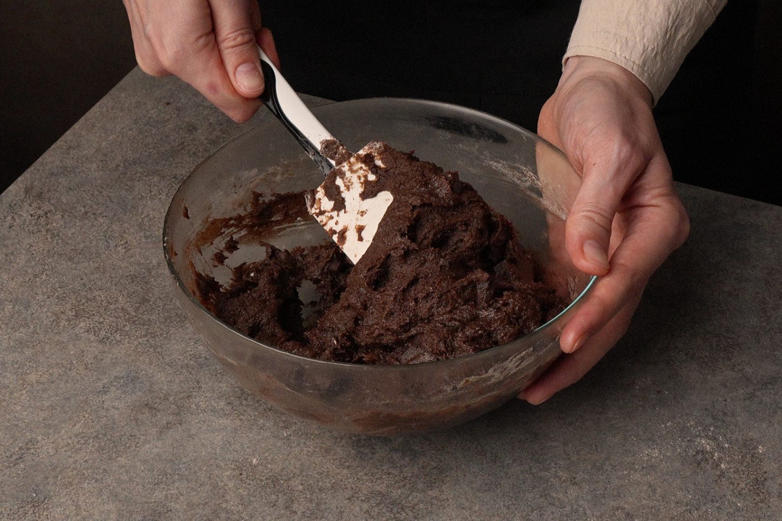 Freshly mixed chocolate ginger cookie dough